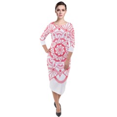 Intricate Mandala T- Shirt Shades Of Pink Floral Mandala T- Shirt Quarter Sleeve Midi Velour Bodycon Dress by maxcute