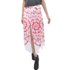 Intricate Mandala T- Shirt Shades Of Pink Floral Mandala T- Shirt Velour Split Maxi Skirt by maxcute