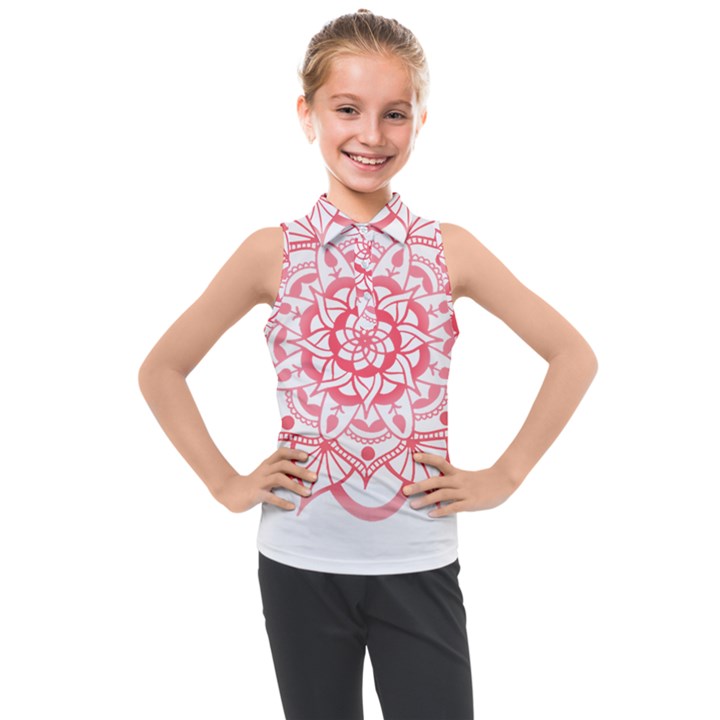 Intricate Mandala T- Shirt Shades Of Pink Floral Mandala T- Shirt Kids  Sleeveless Polo Tee