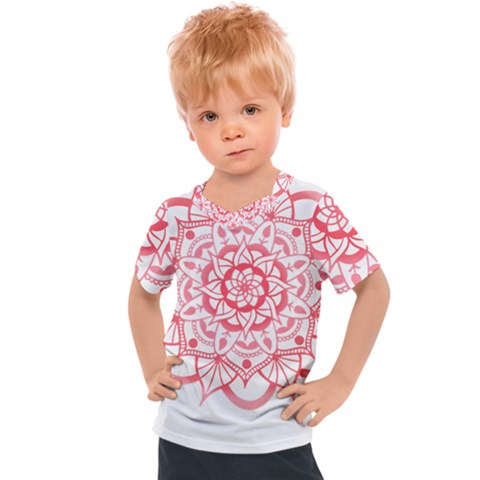 Intricate Mandala T- Shirt Shades Of Pink Floral Mandala T- Shirt Kids  Sports Tee by maxcute