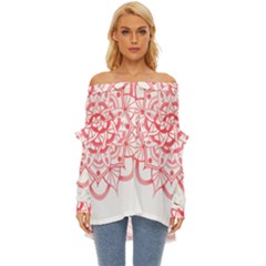 Intricate Mandala T- Shirt Shades Of Pink Floral Mandala T- Shirt Off Shoulder Chiffon Pocket Shirt by maxcute