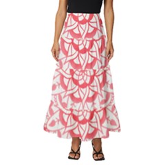 Intricate Mandala T- Shirt Shades Of Pink Floral Mandala T- Shirt Tiered Ruffle Maxi Skirt by maxcute