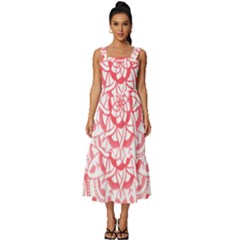 Intricate Mandala T- Shirt Shades Of Pink Floral Mandala T- Shirt Square Neckline Tiered Midi Dress