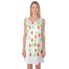 Irish T- Shirt Shamrock Pattern In Green White Orange T- Shirt Sleeveless Satin Nightdress by maxcute