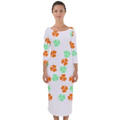 Irish T- Shirt Shamrock Pattern In Green White Orange T- Shirt Quarter Sleeve Midi Bodycon Dress by maxcute