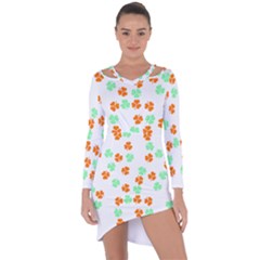 Irish T- Shirt Shamrock Pattern In Green White Orange T- Shirt Asymmetric Cut-out Shift Dress by maxcute