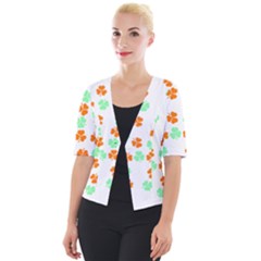 Irish T- Shirt Shamrock Pattern In Green White Orange T- Shirt Cropped Button Cardigan by maxcute