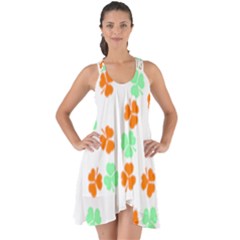 Irish T- Shirt Shamrock Pattern In Green White Orange T- Shirt Show Some Back Chiffon Dress by maxcute