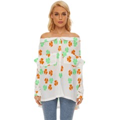 Irish T- Shirt Shamrock Pattern In Green White Orange T- Shirt Off Shoulder Chiffon Pocket Shirt by maxcute