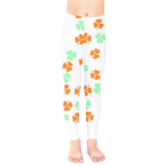 Irish T- Shirt Shamrock Pattern In Green White Orange T- Shirt Kids  Classic Winter Leggings