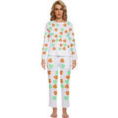 Irish T- Shirt Shamrock Pattern In Green White Orange T- Shirt Womens  Long Sleeve Lightweight Pajamas Set by maxcute