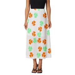 Irish T- Shirt Shamrock Pattern In Green White Orange T- Shirt Classic Midi Chiffon Skirt by maxcute