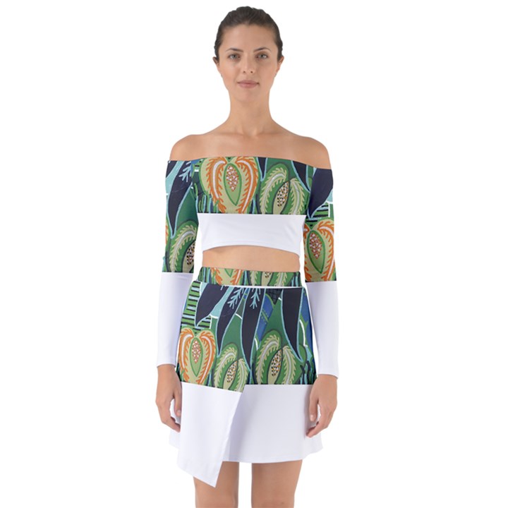 Jungle T- Shirt Jungle 1 T- Shirt Off Shoulder Top with Skirt Set