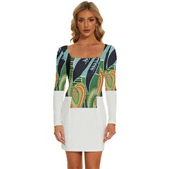 Jungle T- Shirt Jungle 1 T- Shirt Long Sleeve Square Neck Bodycon Velour Dress