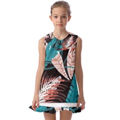 Jungle T- Shirt Jungle Paradise Botanical T- Shirt Kids  Pilgrim Collar Ruffle Hem Dress