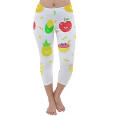 Kawaii Doodle T- Shirt Kawaii Doodle Food Illustration T- Shirt Capri Winter Leggings  by maxcute