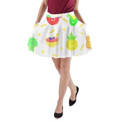 Kawaii Doodle T- Shirt Kawaii Doodle Food Illustration T- Shirt A-line Pocket Skirt by maxcute