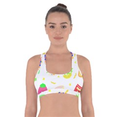 Kawaii Doodle T- Shirt Kawaii Doodle Food Illustration T- Shirt Cross Back Sports Bra by maxcute