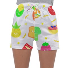 Kawaii Doodle T- Shirt Kawaii Doodle Food Illustration T- Shirt Sleepwear Shorts by maxcute