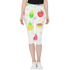 Kawaii Doodle T- Shirt Kawaii Doodle Food Illustration T- Shirt Inside Out Lightweight Velour Capri Leggings  by maxcute