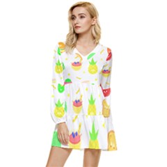 Kawaii Doodle T- Shirt Kawaii Doodle Food Illustration T- Shirt Tiered Long Sleeve Mini Dress by maxcute