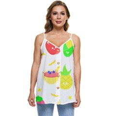 Kawaii Doodle T- Shirt Kawaii Doodle Food Illustration T- Shirt Casual Spaghetti Strap Chiffon Top by maxcute