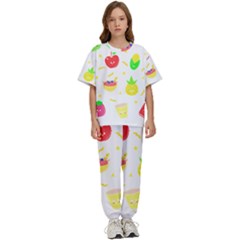 Kawaii Doodle T- Shirt Kawaii Doodle Food Illustration T- Shirt Kids  Tee And Pants Sports Set by maxcute