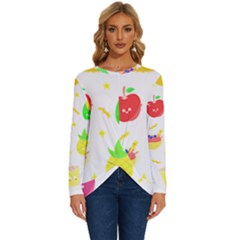 Kawaii Doodle T- Shirt Kawaii Doodle Food Illustration T- Shirt Long Sleeve Crew Neck Pullover Top