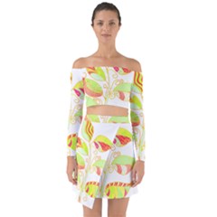 Leaves Art T- Shirtleaves T- Shirt Off Shoulder Top With Skirt Set by maxcute