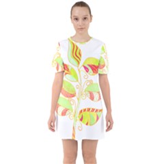 Leaves Art T- Shirtleaves T- Shirt Sixties Short Sleeve Mini Dress by maxcute