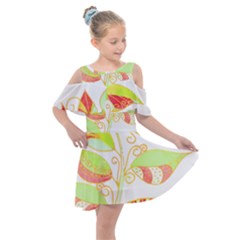 Leaves Art T- Shirtleaves T- Shirt Kids  Shoulder Cutout Chiffon Dress by maxcute