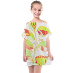 Leaves Art T- Shirtleaves T- Shirt Kids  One Piece Chiffon Dress by maxcute