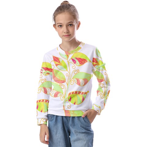 Leaves Art T- Shirtleaves T- Shirt Kids  Long Sleeve Tee With Frill  by maxcute