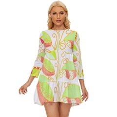 Leaves Art T- Shirtleaves T- Shirt Long Sleeve Babydoll Dress by maxcute