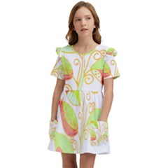 Leaves Art T- Shirtleaves T- Shirt Kids  Frilly Sleeves Pocket Dress by maxcute