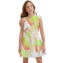 Leaves Art T- Shirtleaves T- Shirt Kids  One Shoulder Party Dress by maxcute