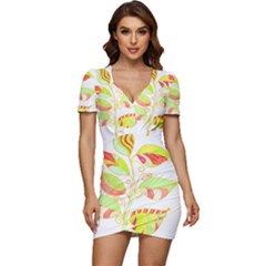 Leaves Art T- Shirtleaves T- Shirt Low Cut Cap Sleeve Mini Dress by maxcute