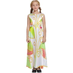 Leaves Art T- Shirtleaves T- Shirt Kids  Satin Sleeveless Maxi Dress by maxcute