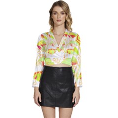 Leaves Art T- Shirtleaves T- Shirt Long Sleeve Tie Back Satin Wrap Top