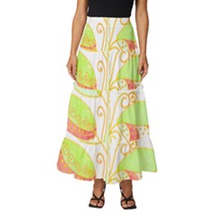 Leaves Art T- Shirtleaves T- Shirt Tiered Ruffle Maxi Skirt