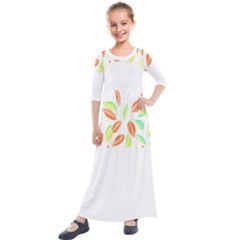 Leaves Design T- Shirtleaves T- Shirt (1) Kids  Quarter Sleeve Maxi Dress by maxcute