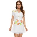 Leaves Design T- Shirtleaves T- Shirt (1) V-Neck High Waist Chiffon Mini Dress View1