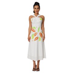 Leaves Design T- Shirtleaves T- Shirt (1) Sleeveless Cross Front Cocktail Midi Chiffon Dress