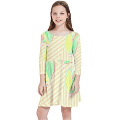 Leaves Design T- Shirtleaves T- Shirt (2) Kids  Quarter Sleeve Skater Dress by maxcute