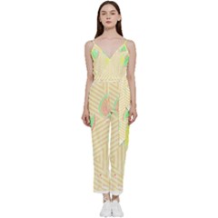 Leaves Design T- Shirtleaves T- Shirt (2) V-neck Spaghetti Strap Tie Front Jumpsuit