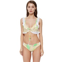 Leaves Design T- Shirtleaves T- Shirt (2) Low Cut Ruffle Edge Bikini Set