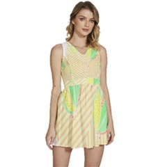 Leaves Design T- Shirtleaves T- Shirt (2) Sleeveless High Waist Mini Dress