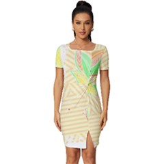 Leaves Design T- Shirtleaves T- Shirt (2) Fitted Knot Split End Bodycon Dress