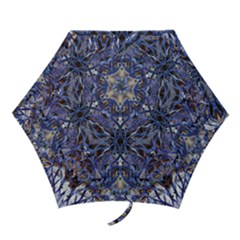 Denim Blend Repeats I Mini Folding Umbrellas by kaleidomarblingart