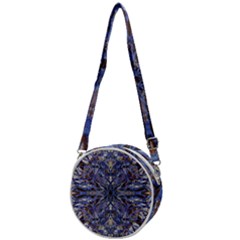 Denim Blend Repeats I Crossbody Circle Bag by kaleidomarblingart